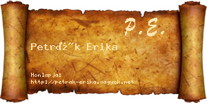 Petrák Erika névjegykártya